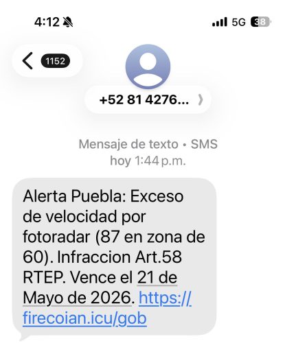 Nuevo fraude en Puebla: alertan sobre mensajes falsos de fotomultas