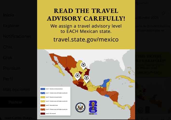 Alerta de Estados Unidos sobre violencia y secuestros en México a días del Mundial