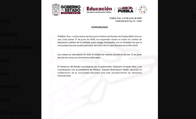 SEP Puebla suspende clases el 11 de junio por inicio del Mundial de Fútbol