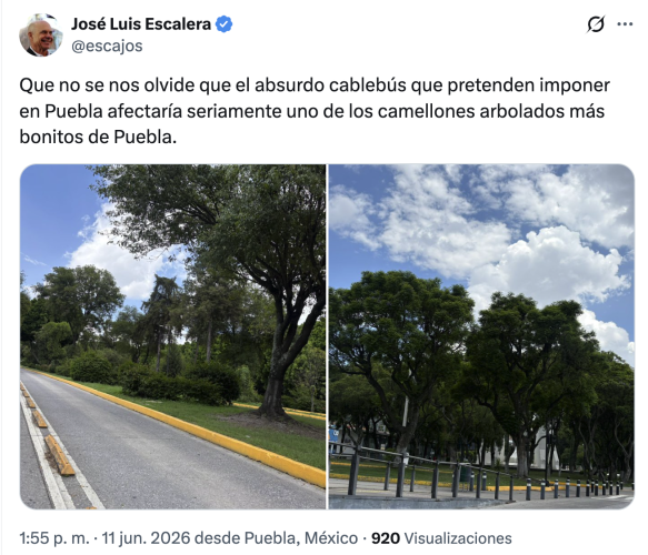El proyecto del Cablebús en Puebla no contempla la tala masiva del camellón del Bulevar 5 de Mayo, aclaran autoridades