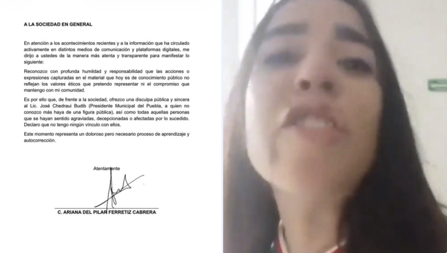 Ariana Ferretiz publica carta de disculpa tras polémica en San Andrés Cholula; usuarios señalan error ortográfico