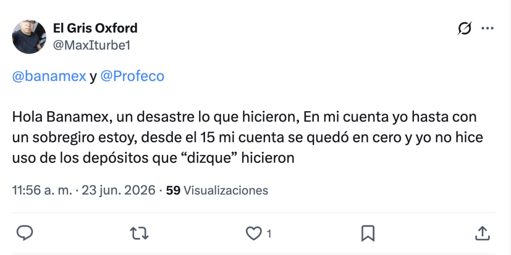 Usuarios reportan cargos no reconocidos en Banamex por retraso en cobros de débito