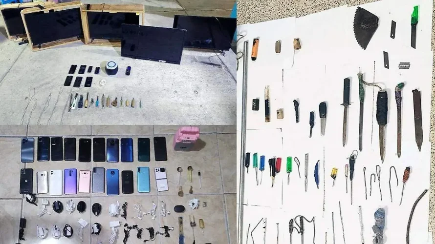 Decomisan armas hechizas, celulares y objetos para consumo de drogas en el Cereso de San Miguel, Puebla