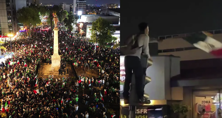 Aficionados derriban semáforos en Avenida Juárez durante festejos por triunfo de México en Mundial 2026
